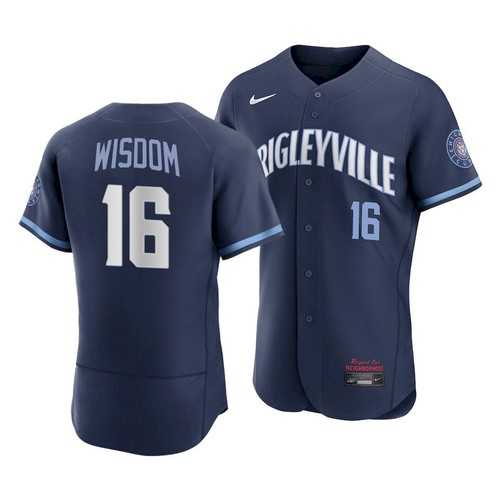 Men%27s Chicago Cubs #16 Patrick Wisdom 2021 Navy City Connect Stitched MLB Jersey Dzhi